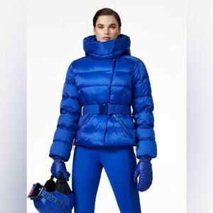 Goldbergh Bea Belted Ski Jacket Fitted Down Coat Dazzling Blue NWT US 4